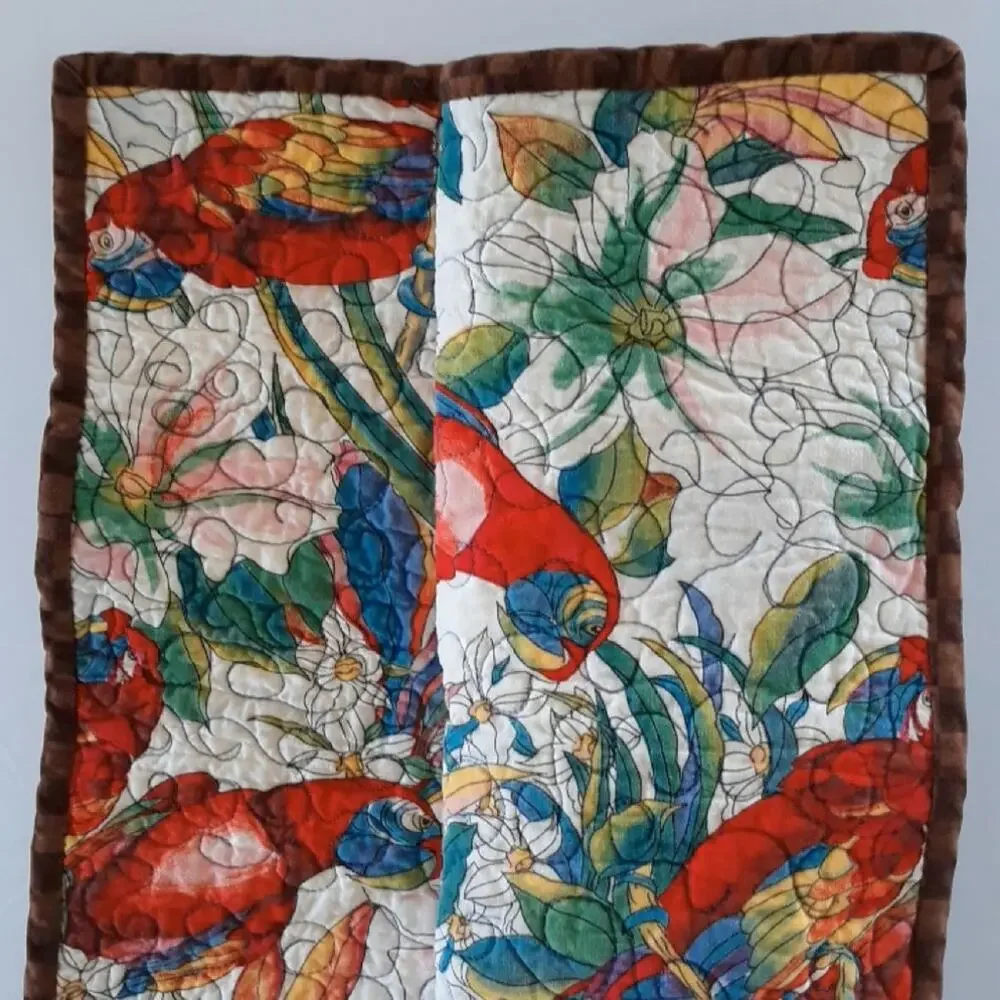 Quilted Parrot Tropical Patchwork Tapestry